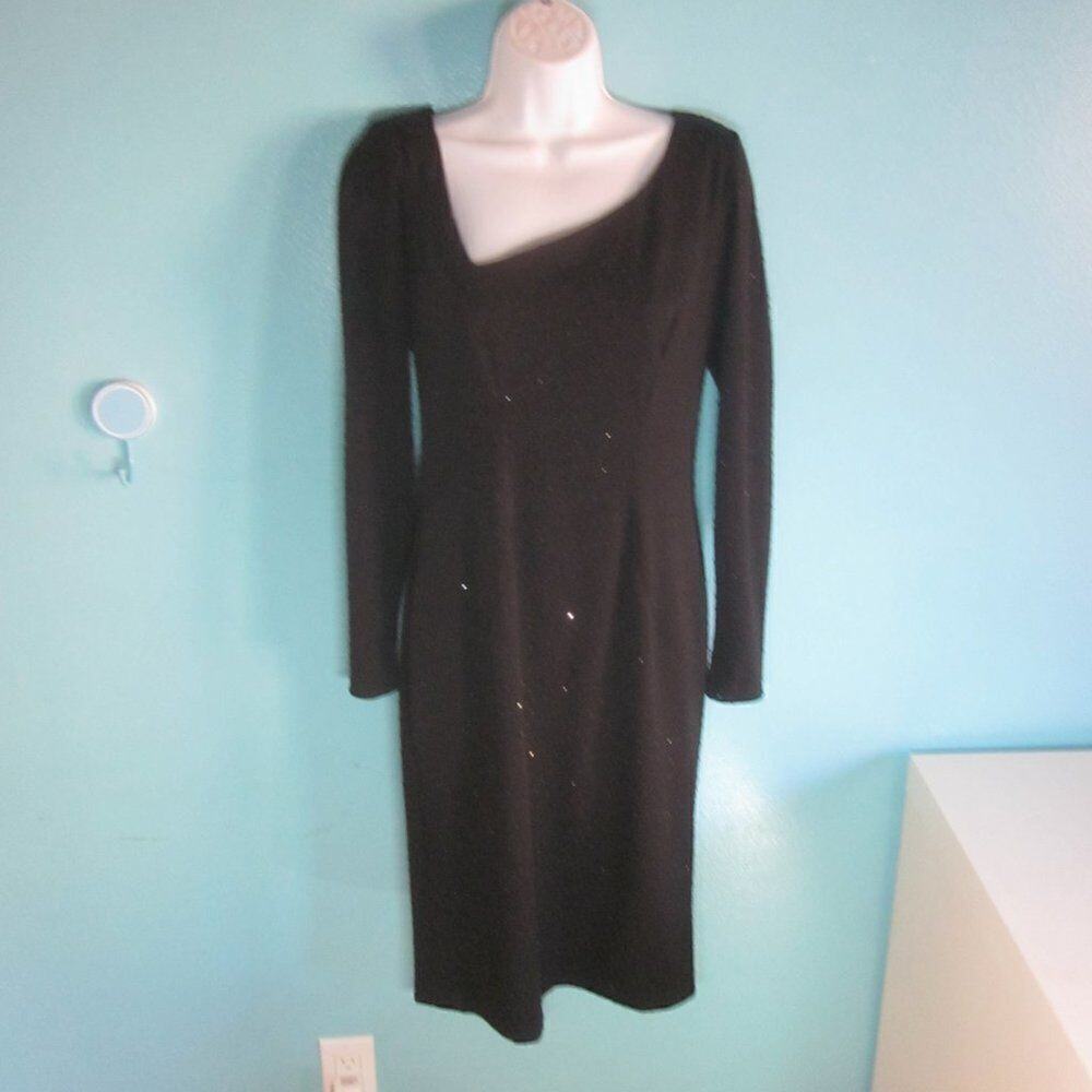 Margi Kent Womens M Elegant Black Dress Designer Beadedย Cocktail Evening Gown